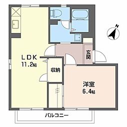 ガーデンスクウェアーA 1LDKの間取図画像