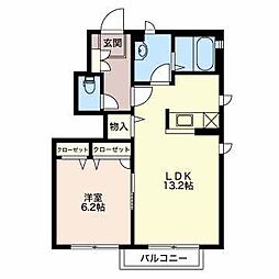 柿の木ハウス 1LDKの間取図画像