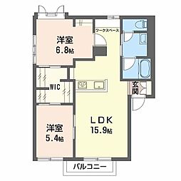 ベルメゾン裾花SW 2LDKの間取図画像