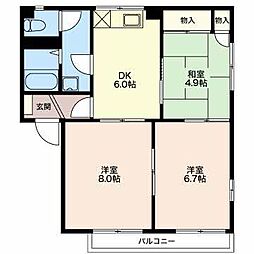 エスポワールSHODA・E 3DKの間取図画像