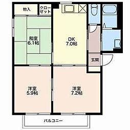 バリュージュNAKA 3DKの間取図画像
