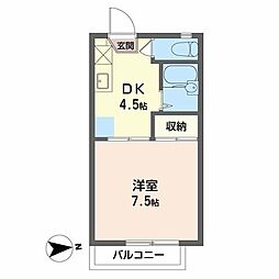 フレグランスしんB 1DKの間取図画像