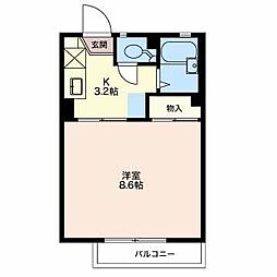 ベルメゾン南俣 1階1Kの間取り