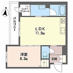 シェール・クール 1LDKの間取図画像
