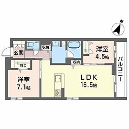 シクラシオン 2LDKの間取図画像