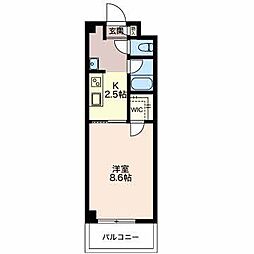 ディアコート天正寺 1Kの間取図画像