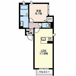 ベレオ堀川小泉 1LDKの間取図画像