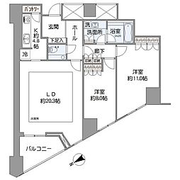 青山ザ・タワー 2LDKの間取図画像