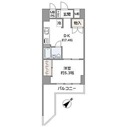 マンション御殿山 1DKの間取図画像