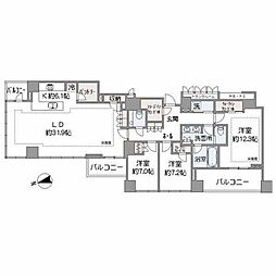 クラッシィタワー新宿御苑 3LDKの間取図画像