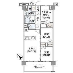 プレシス横浜新杉田 2SLDKの間取図画像
