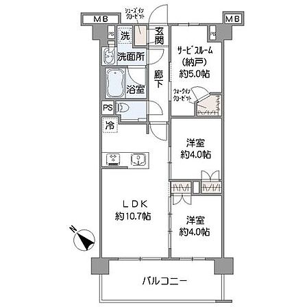2SLDK 間取り