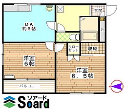 サンハイム 2Kの間取図画像
