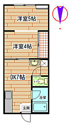 佐藤コーポ 2DKの間取図画像