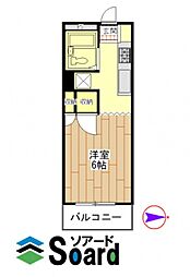 メゾン三貴 1Kの間取図画像