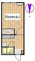 ミヤマハイツ1 1Kの間取図画像