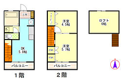 KGハイツ6 2DKの間取図画像