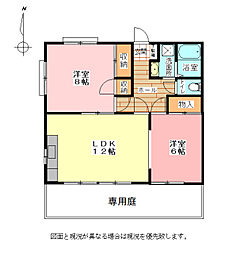 スカイコート清水A 2LDKの間取図画像
