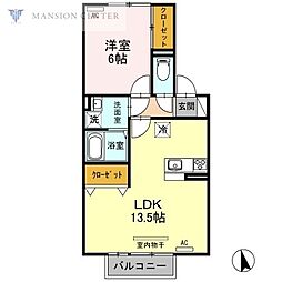リーブワン 1LDKの間取図画像