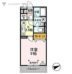 クロイシング 1Kの間取図画像