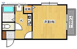 メビウス・ゆたか 1Kの間取図画像