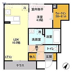 サンロイヤルA 1LDKの間取図画像