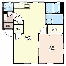 ラヴィアンローズ 1LDKの間取図画像