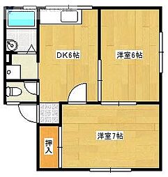 ハイツサンパレス 2DKの間取図画像