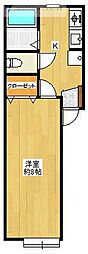 カルディア2 1Kの間取図画像