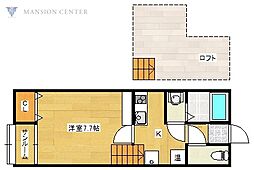 クエストY 1Kの間取図画像