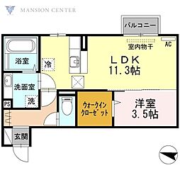 アメニティタウン2 1LDKの間取図画像
