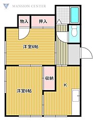 スリーシャイン 2DKの間取図画像