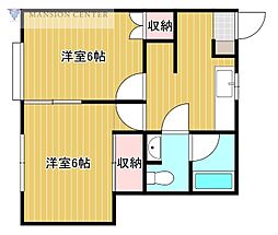 グリーンハイツ豊栄No.2 2DKの間取図画像