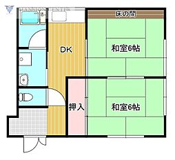 ハイマート北葉 2DKの間取図画像