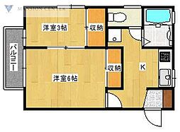 グーテンハウゼ 2Kの間取図画像
