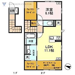 クレセントA 1LDKの間取図画像