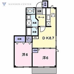 ラフィネA 2DKの間取図画像