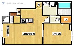 アリエッタ 1LDKの間取図画像