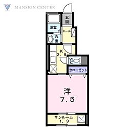 グランエスポアールS 1Kの間取図画像