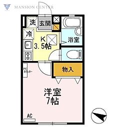 ゼロ・ワン3 1Kの間取図画像