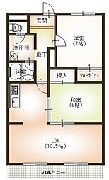 川崎マンション　壱番館 3階2LDKの間取り