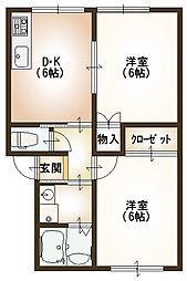メゾンフレンズ 2DKの間取図画像