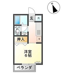 サンビレッジ塩尻B 1Kの間取図画像