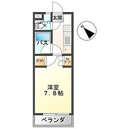 メゾンセシボン東部 1Kの間取図画像