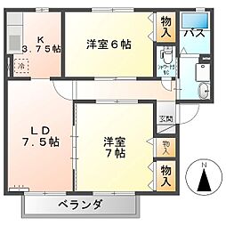 コンフォートしなの木通り 2LDKの間取図画像