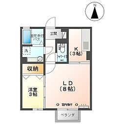 セジュールKTK 1LDKの間取図画像