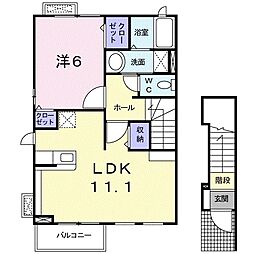 コネチカットB 1LDKの間取図画像
