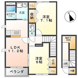 メゾンブリオントB 2LDKの間取図画像