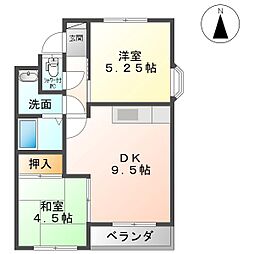 ファミール常田 2DKの間取図画像