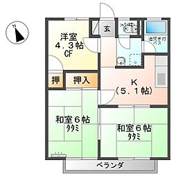 コーポ泉1号棟 3Kの間取図画像